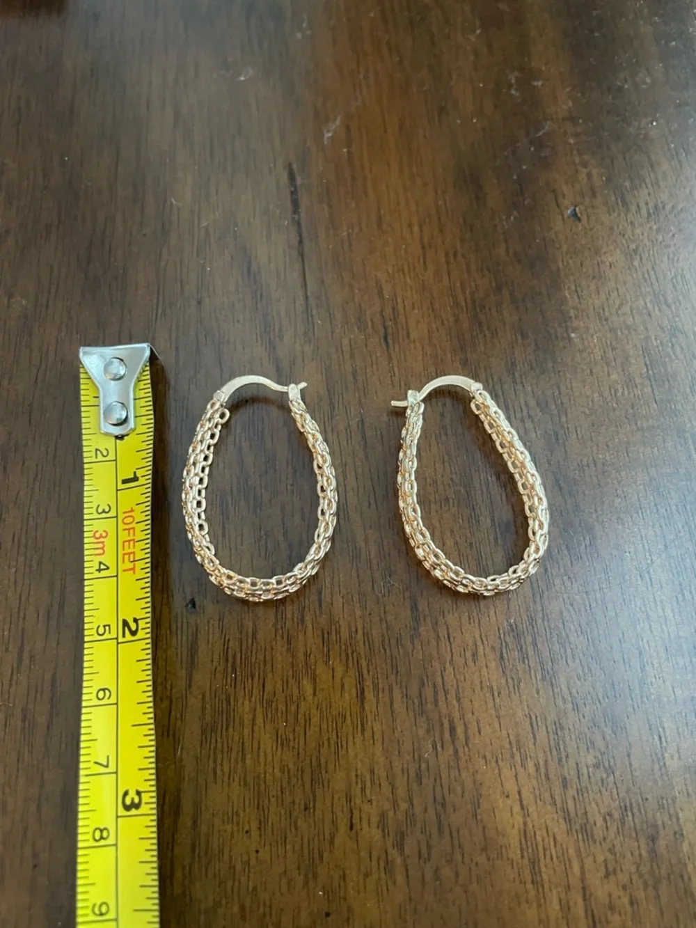 Barzel 18K gold plated link mesh braided hoop earrings - pierced ears - Picture 6 of 6